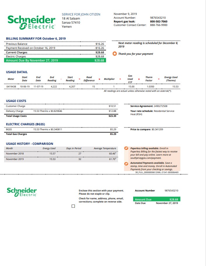  Minol USA business utility bill 